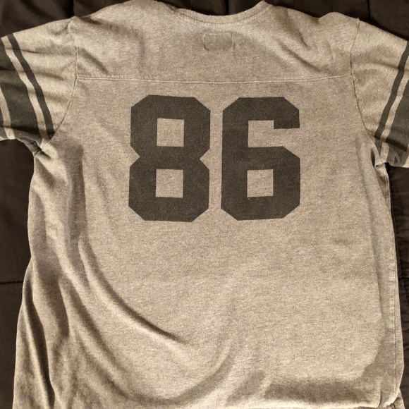 HUF Football Jersey Grey & Black Color Ringed Sleeves Mens - Picture 8 of 9